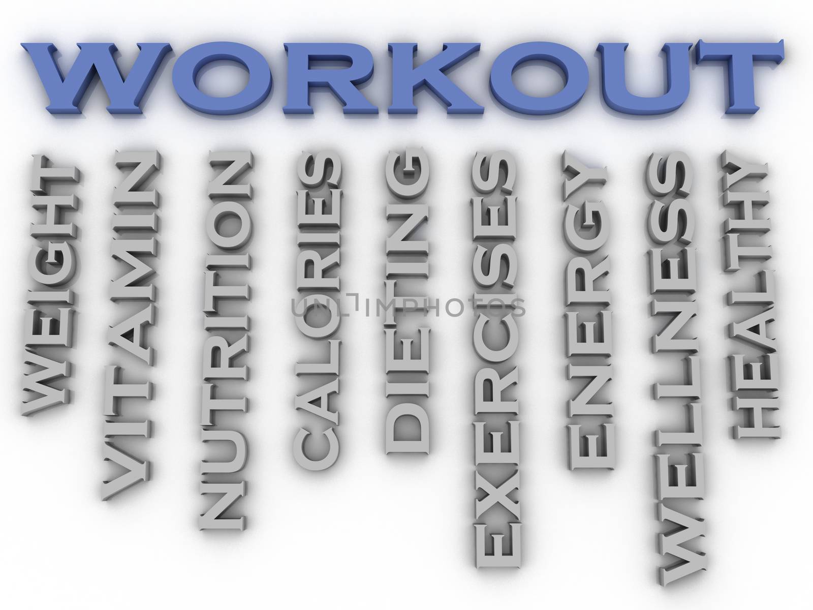 3d image Workout issues concept word cloud background by dacasdo
