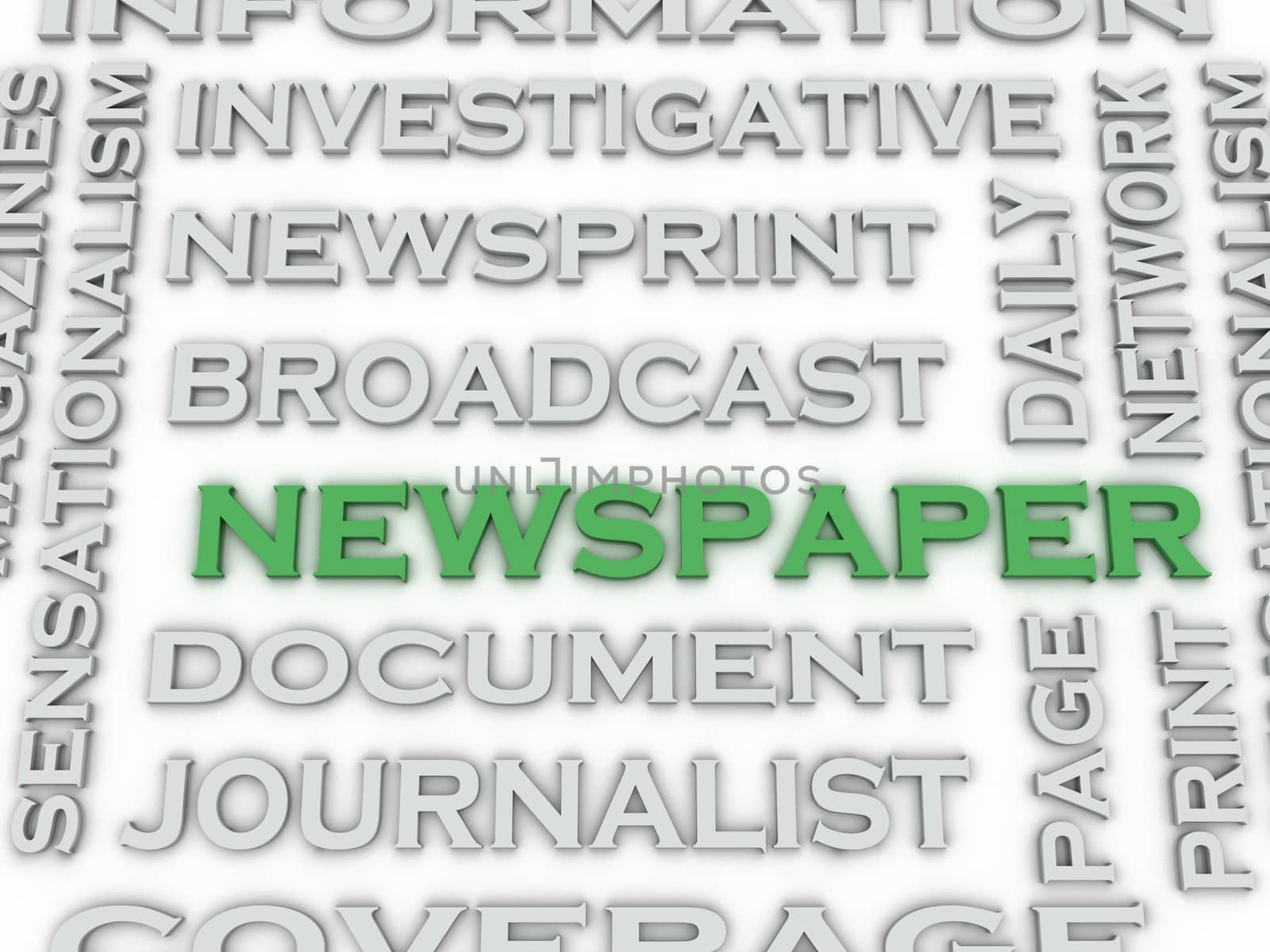 3d image Newspaper issues concept word cloud background by dacasdo