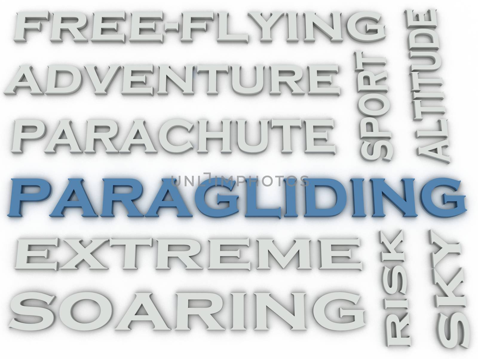 3d image Paragliding issues concept word cloud background by dacasdo