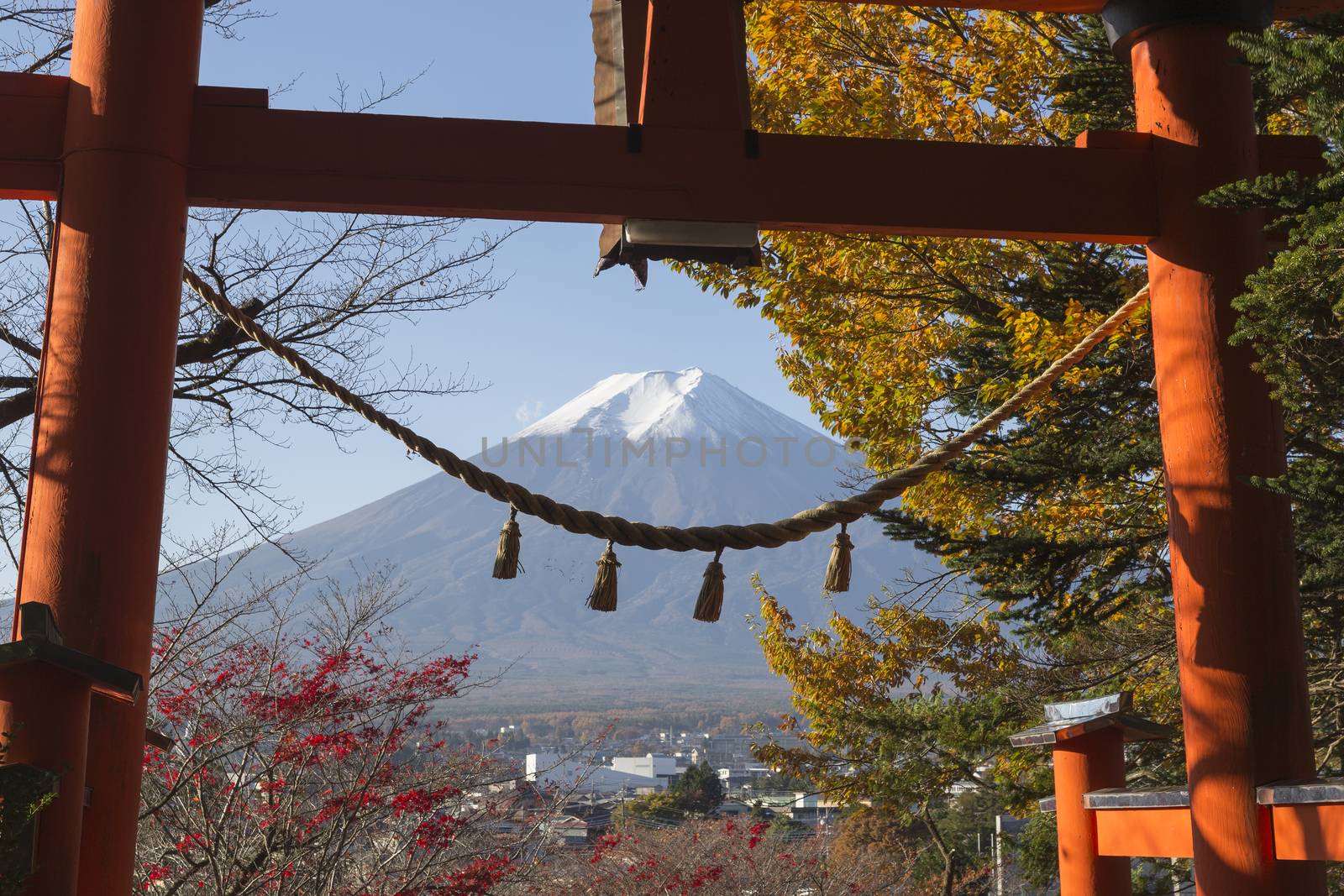 This photo was shot from the area around Mt.Fuji in Autumn. It is time to start snow cap on the top of Mt.Fuji. Chureito pagoda in one of the most famous to visit.