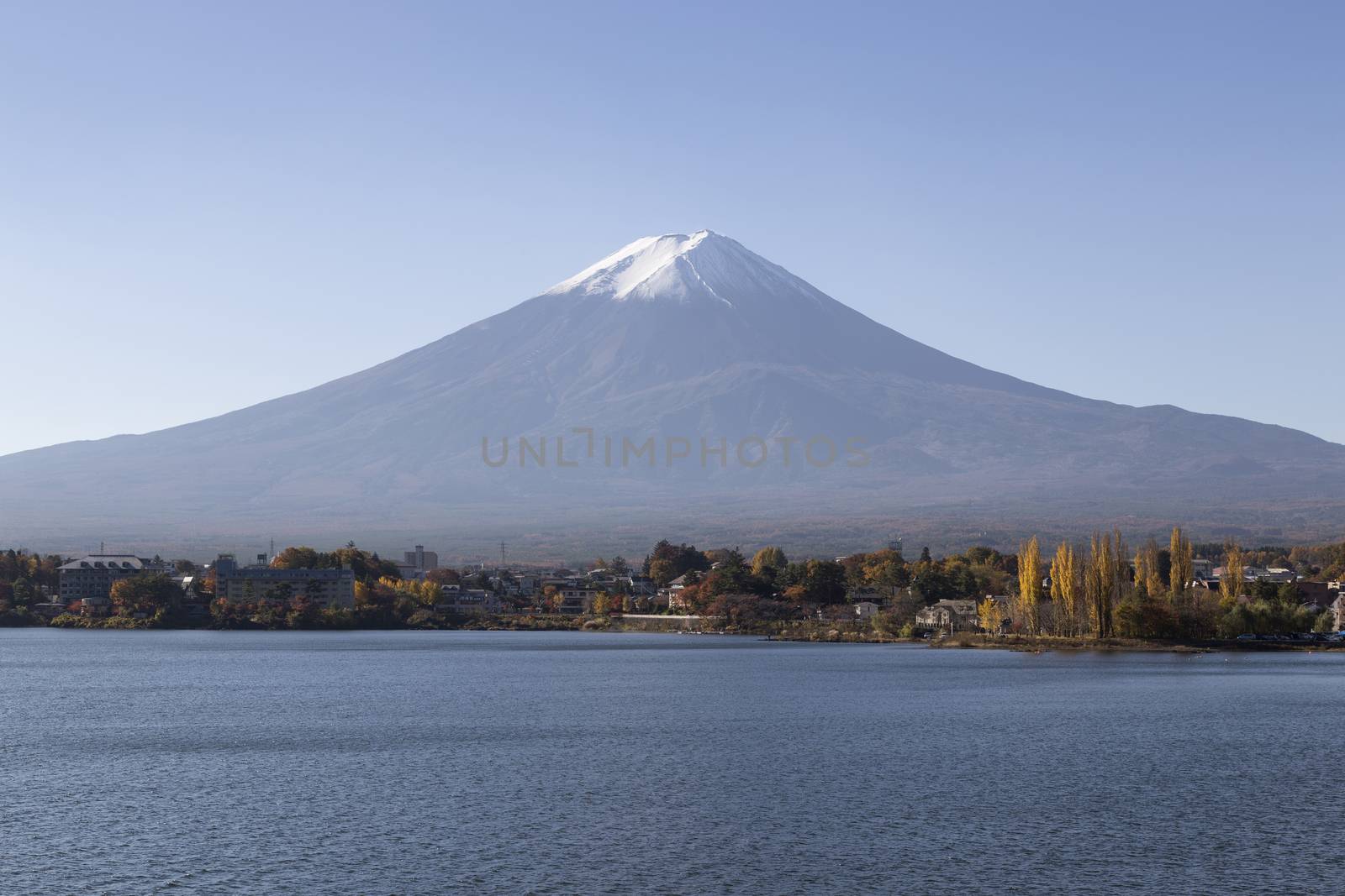 This photo was shot from the area around Mt.Fuji in Autumn. It is time to start snow cap on the top of Mt.Fuji. There are 5 lake around Mt.Fuji.