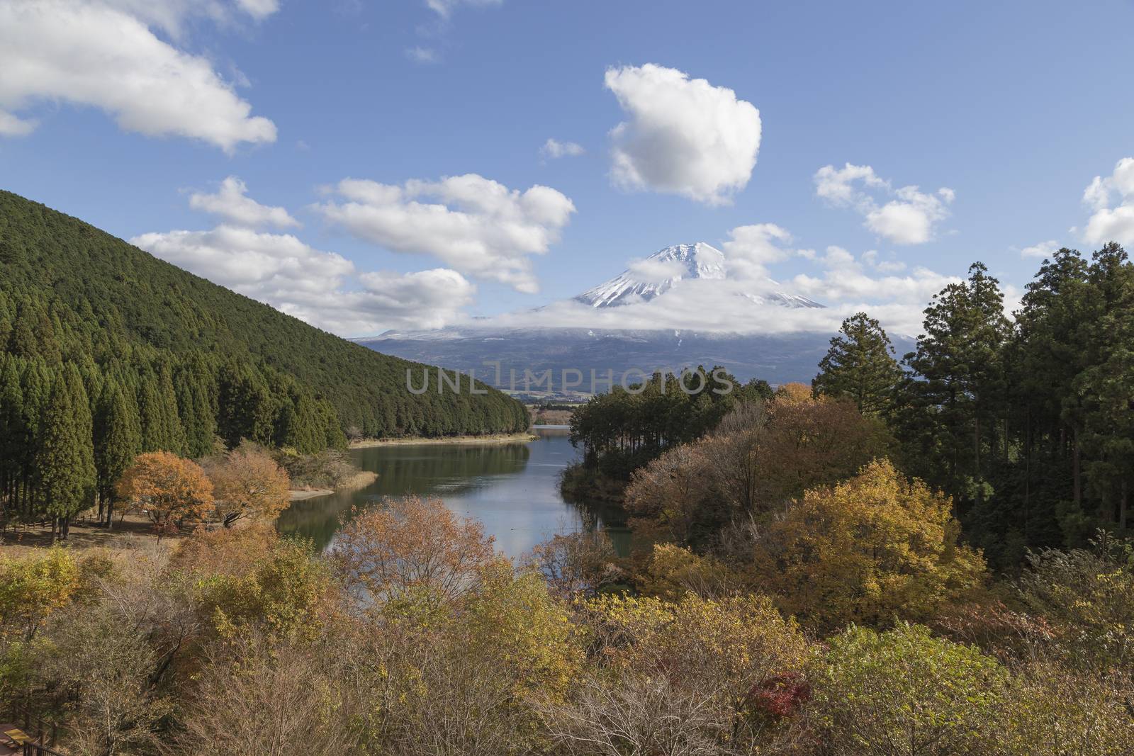 This photo was shot from the area around Mt.Fuji in Autumn. It is time to start snow cap on the top of Mt.Fuji. There are 5 lake around Mt.Fuji.