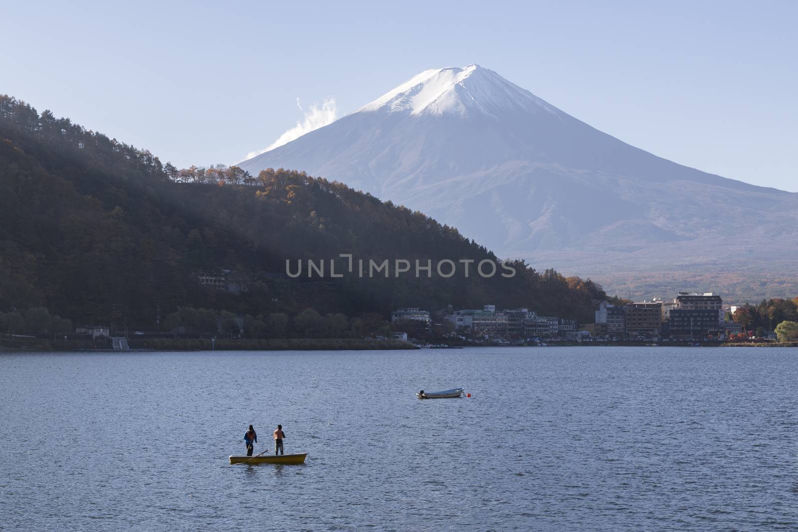This photo was shot from the area around Mt.Fuji in Autumn. It is time to start snow cap on the top of Mt.Fuji. There are 5 lake around Mt.Fuji.