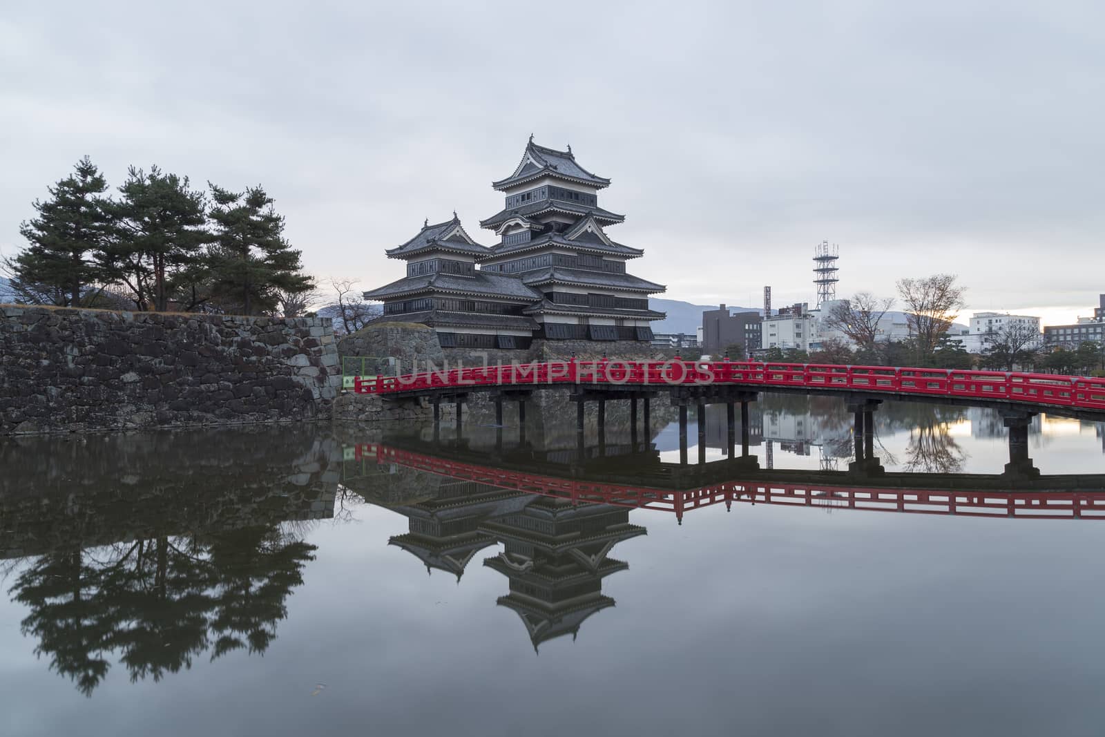 This photo was shot from Matsumoto Castle, Japan in early morning. The soft sunlight touch the castle is so beautiful.