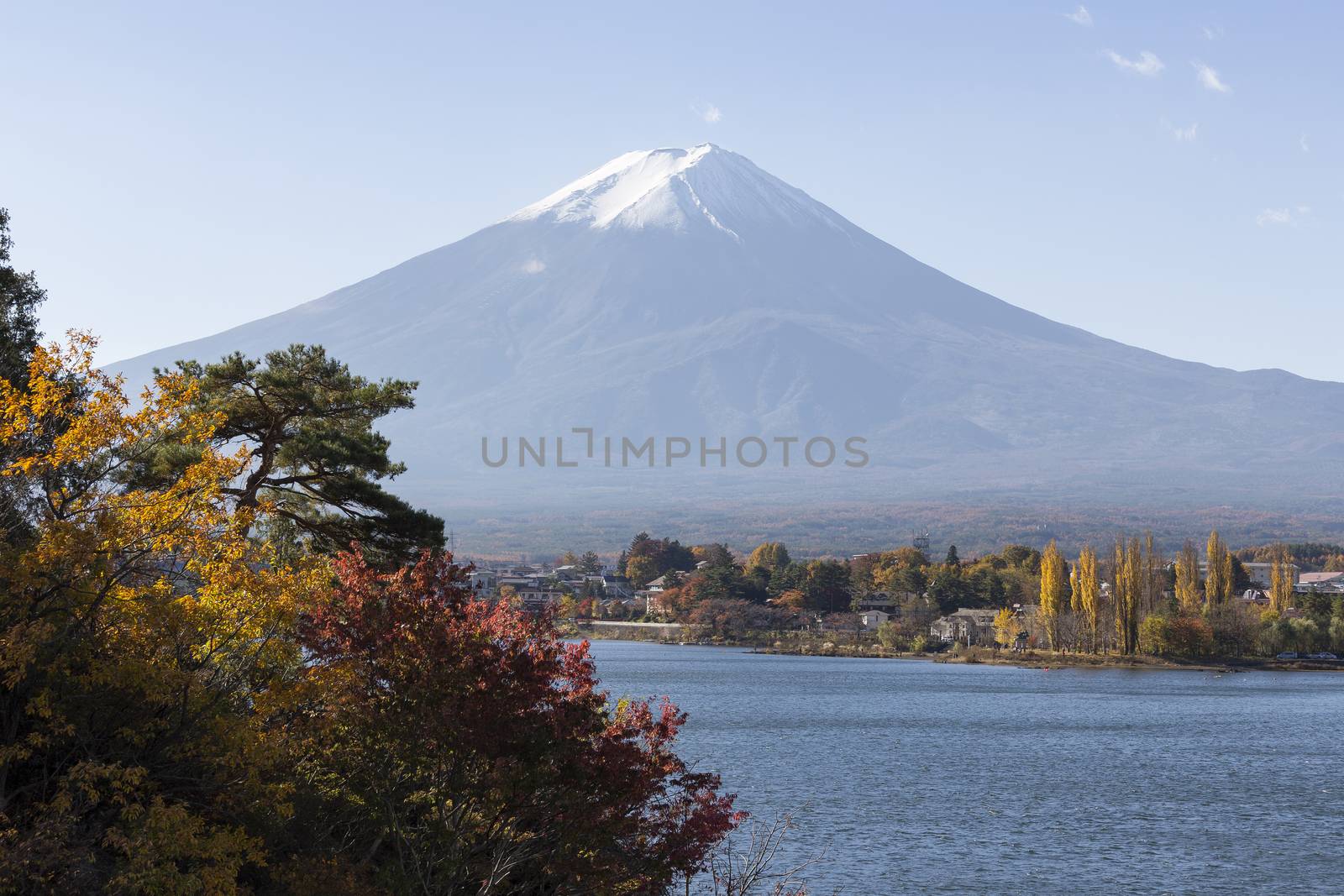 This photo was shot from the area around Mt.Fuji in Autumn. It is time to start snow cap on the top of Mt.Fuji. There are 5 lake around Mt.Fuji.