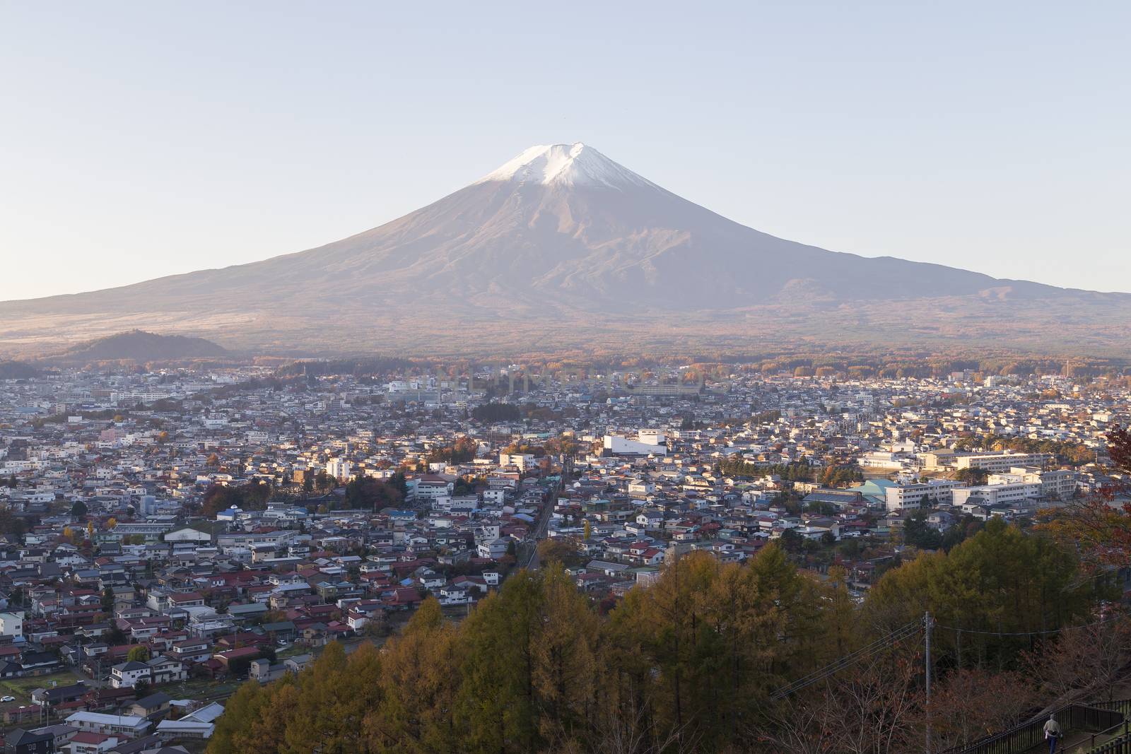 This photo was shot from the area around Mt.Fuji in Autumn. It is time to start snow cap on the top of Mt.Fuji. There are 5 lake around Mt.Fuji.