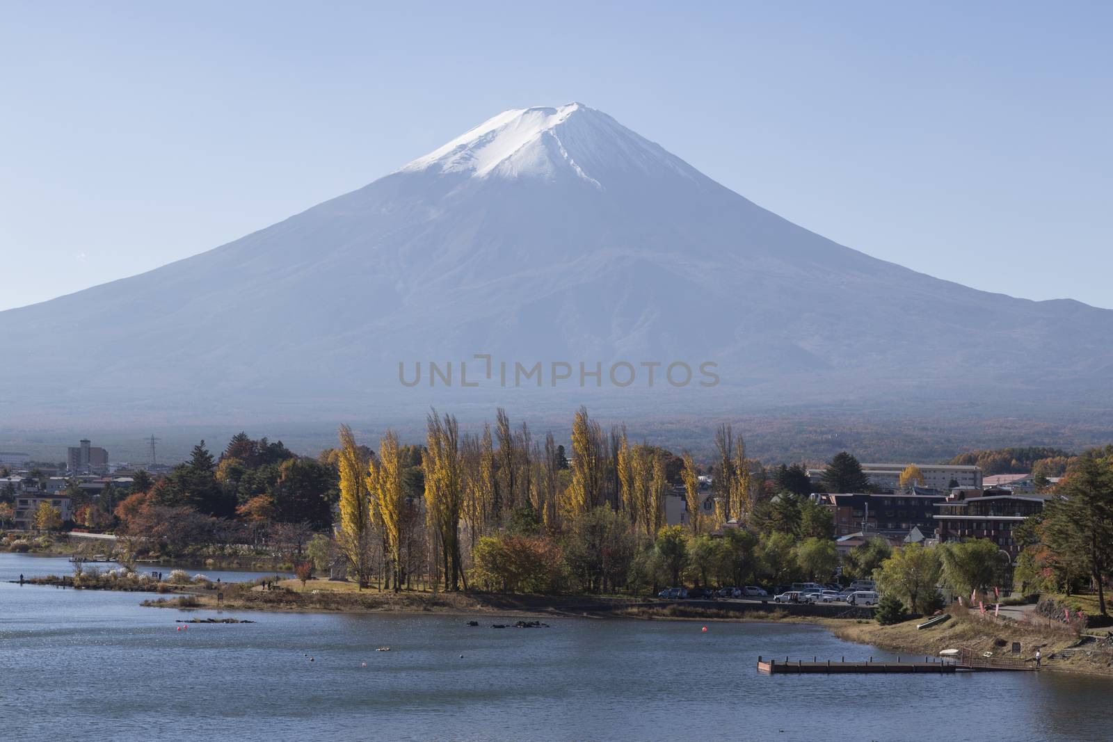 This photo was shot from the area around Mt.Fuji in Autumn. It is time to start snow cap on the top of Mt.Fuji. There are 5 lake around Mt.Fuji.