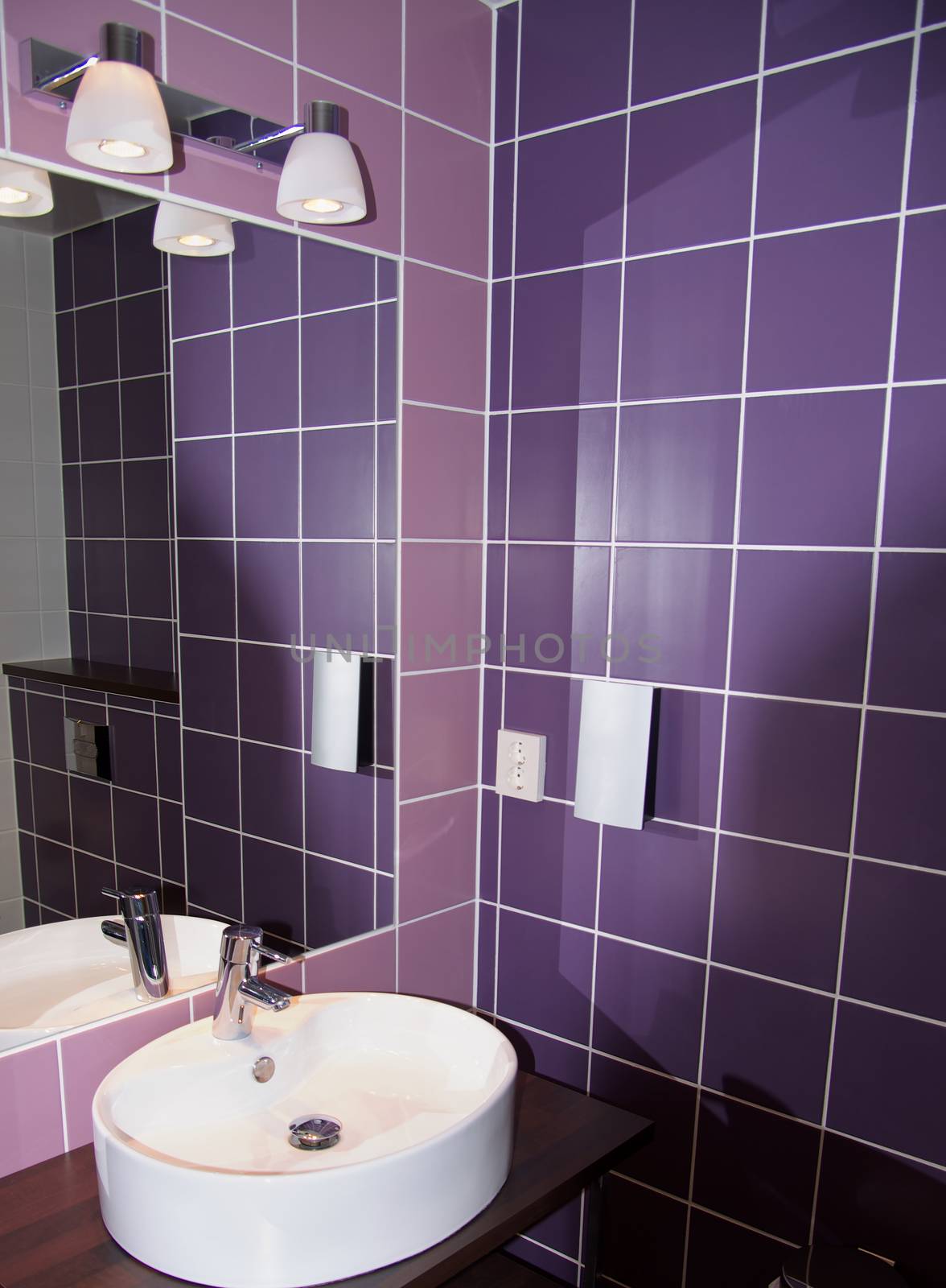Contemporary Purple and White Domestic Bathroom closeup