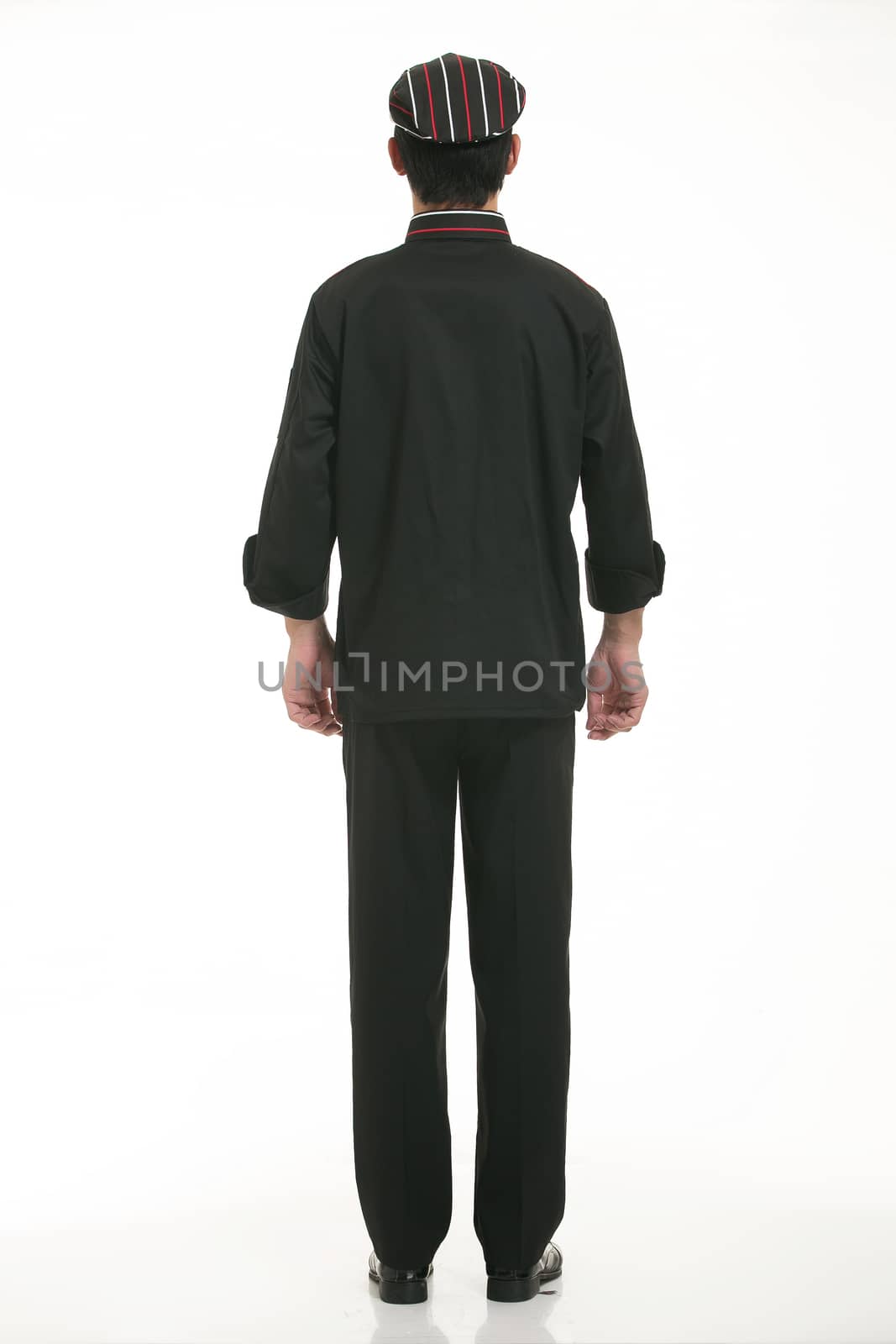 Wear clothing occupation Chinese waiters in white background
