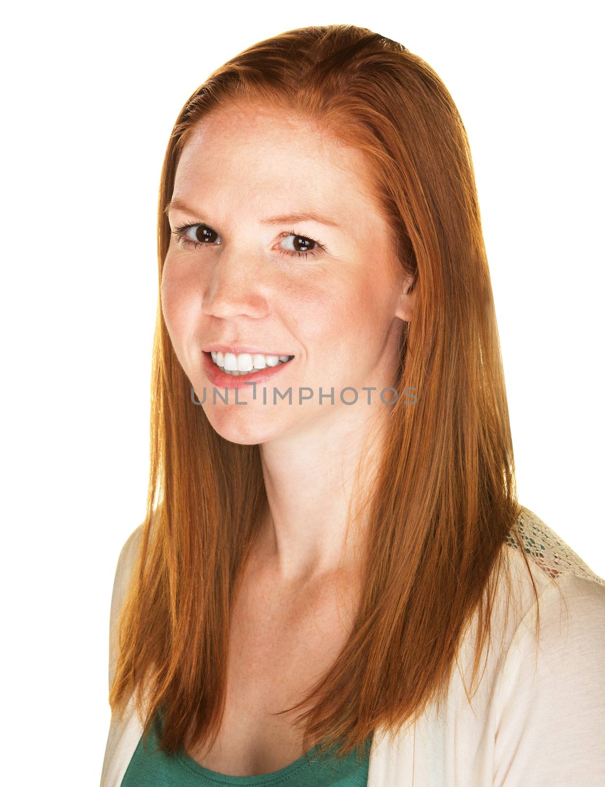 Cute young Caucasian with red hair and smile
