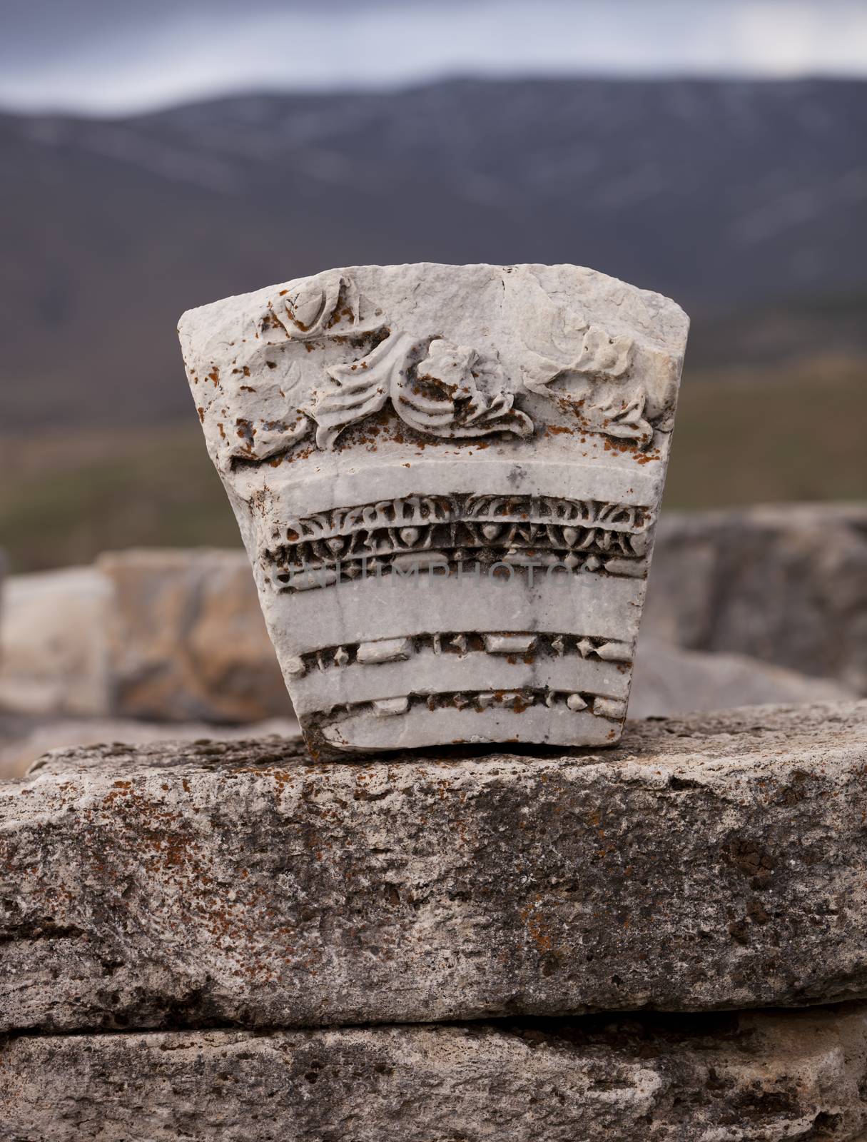Stone architectural piece from ruins of Antioch Pisidian 