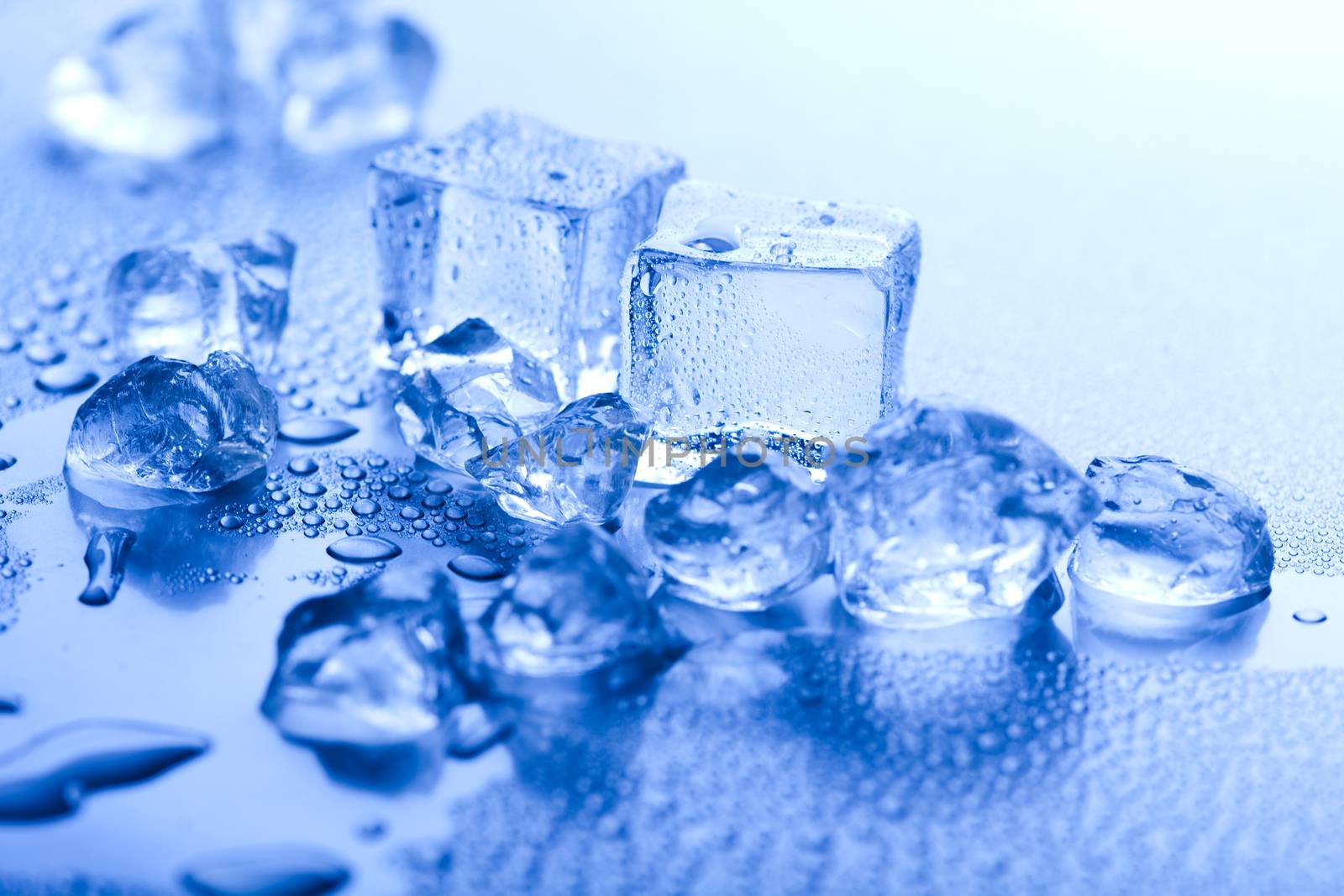 Blue and shiny ice cubes