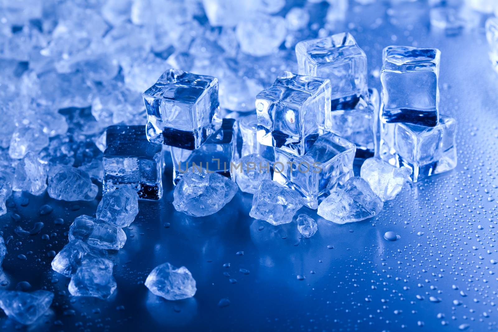 Blue and shiny ice cubes