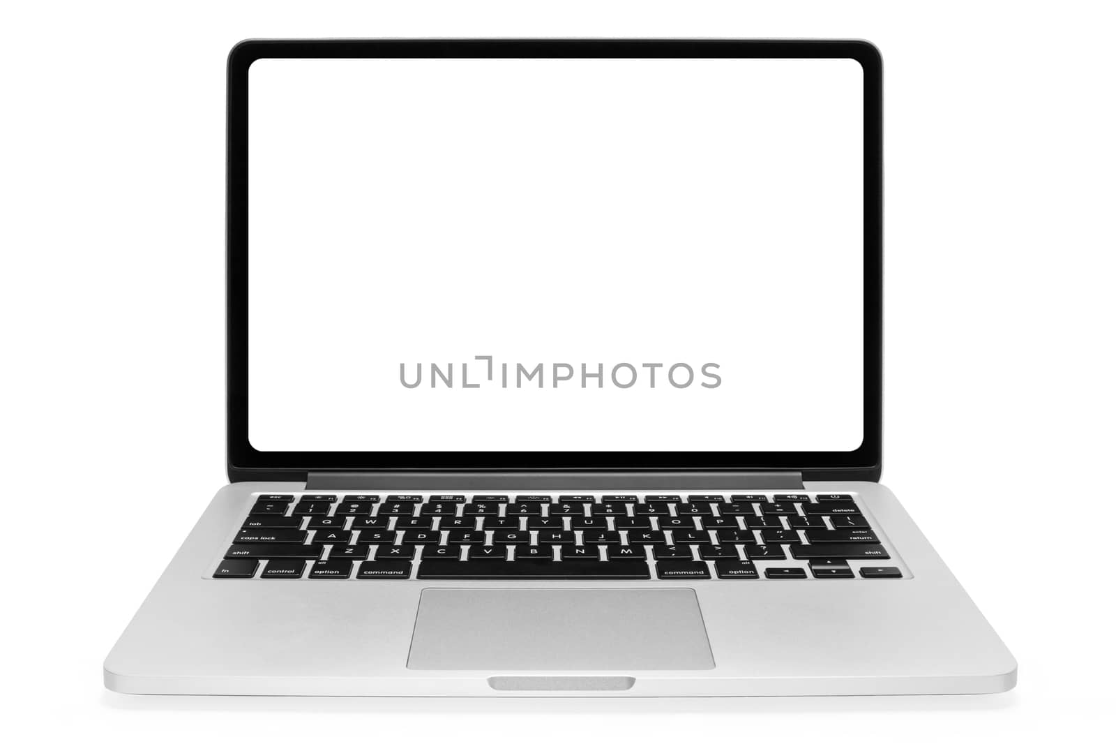 Laptop with space for your message isolated on white background