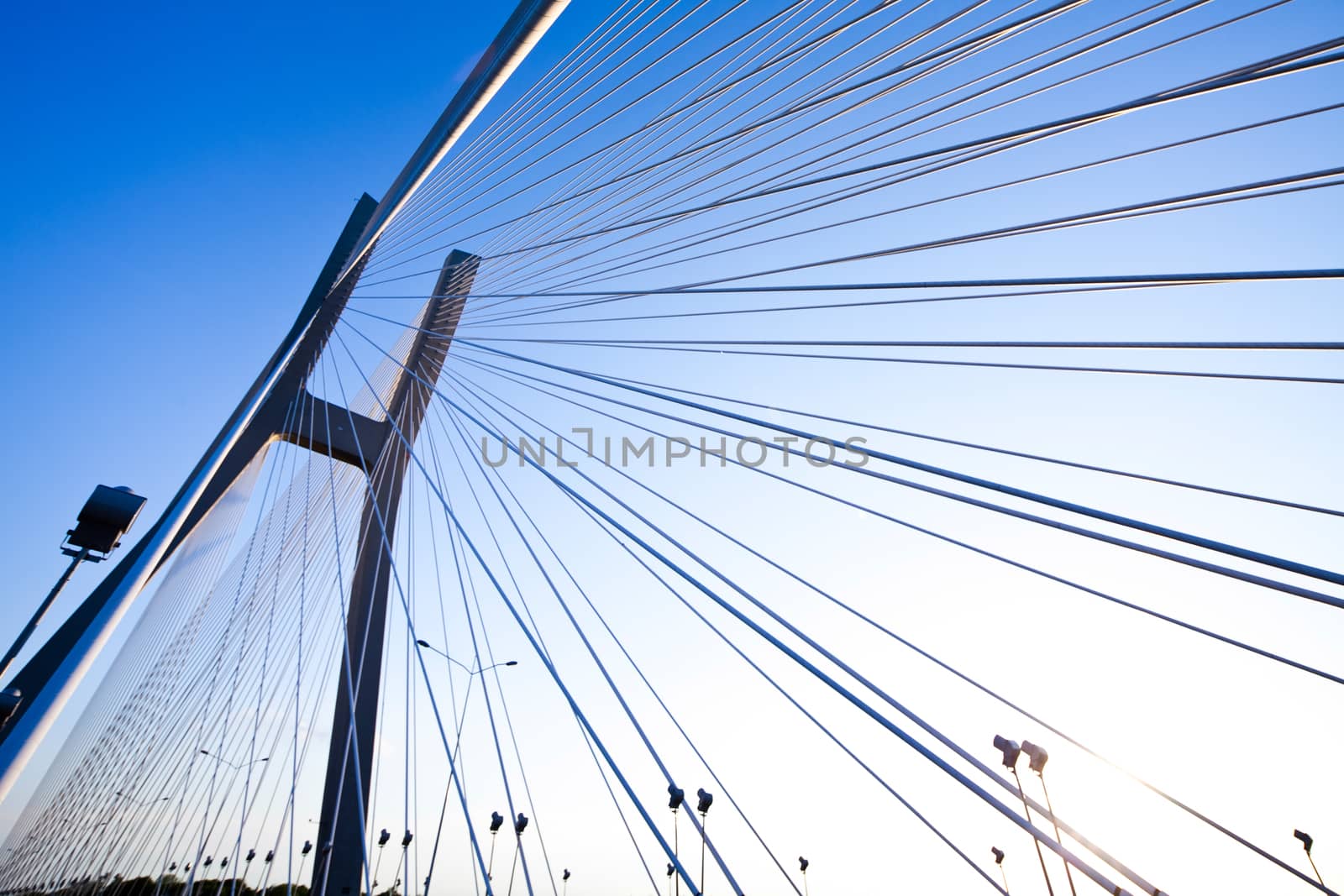 Bridge in Wroclaw, saturated landmark view