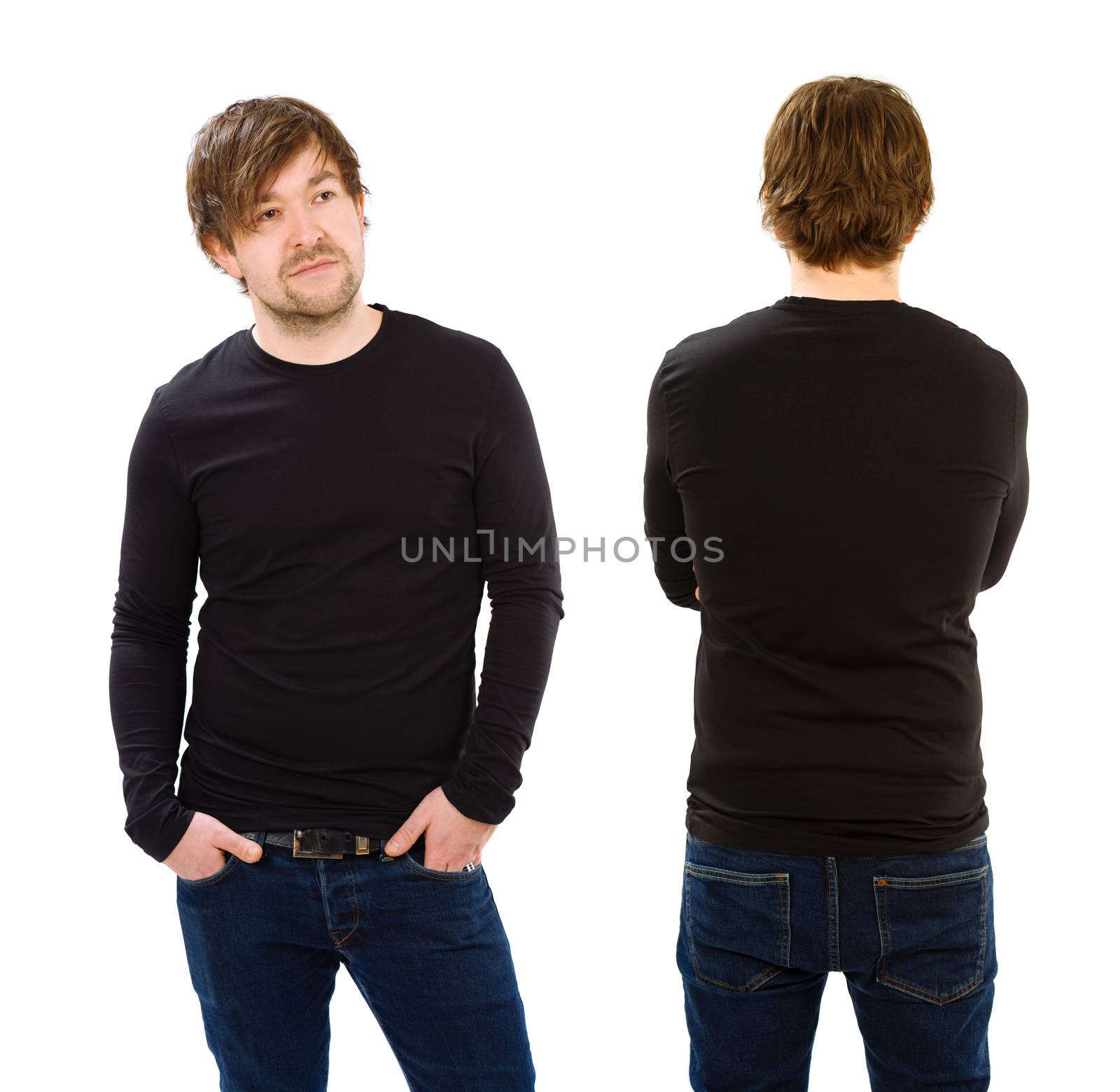 Young man wearing blank black long sleeve by sumners