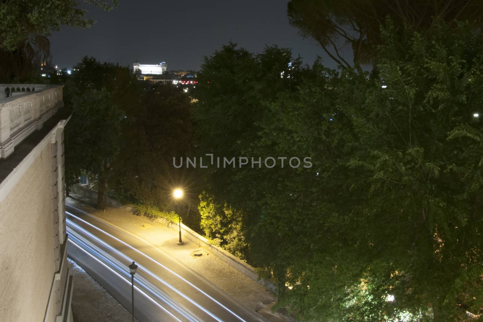 panorama of Rome at night from Pincio