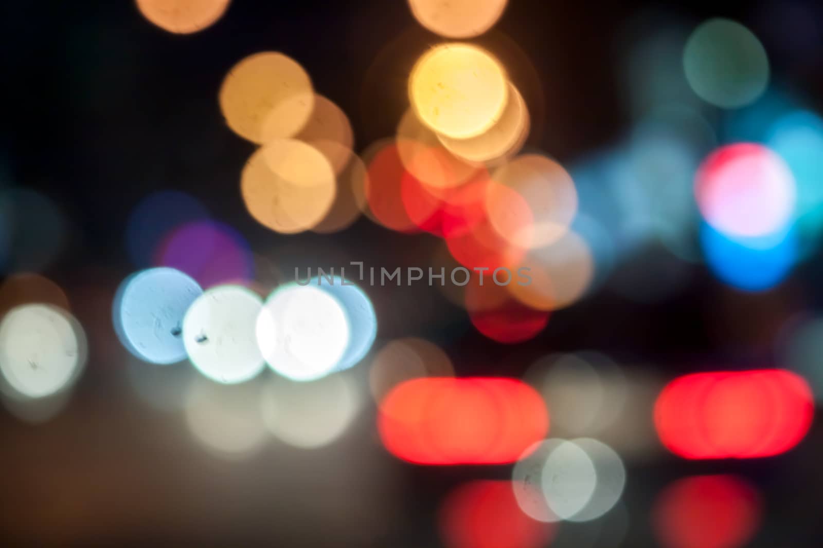 City night background in Kiev out of  focus