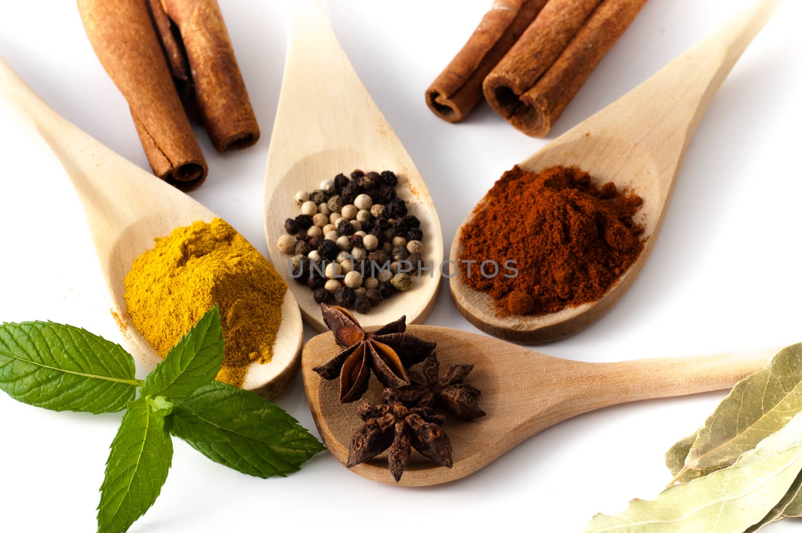 variety of spices and aromatic herbs