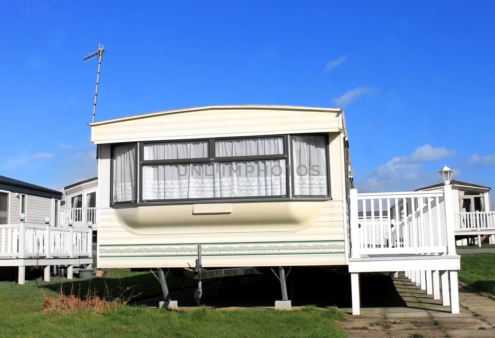 Caravans on a trailer park in England.