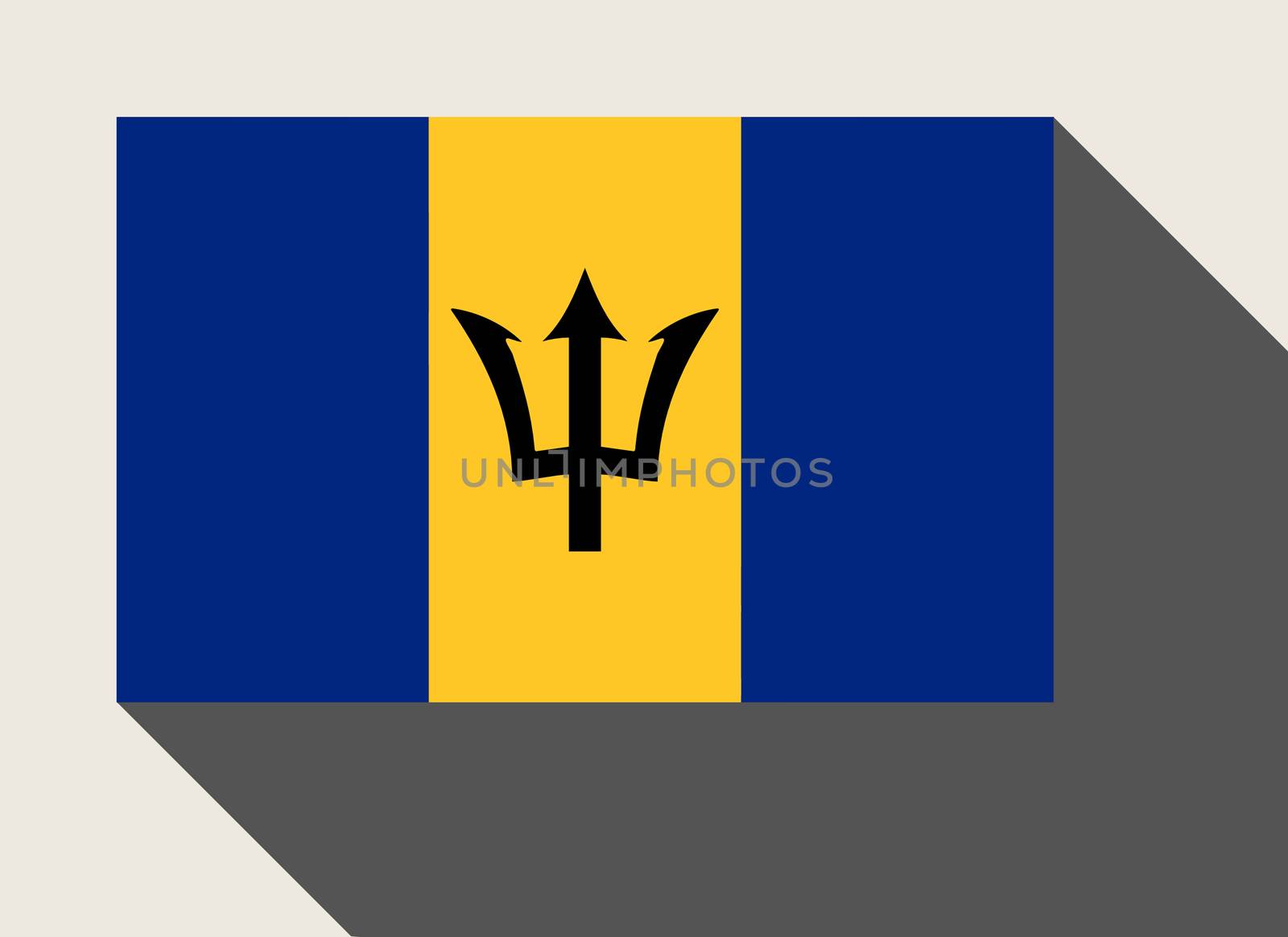 Barbados flag in flat web design style.