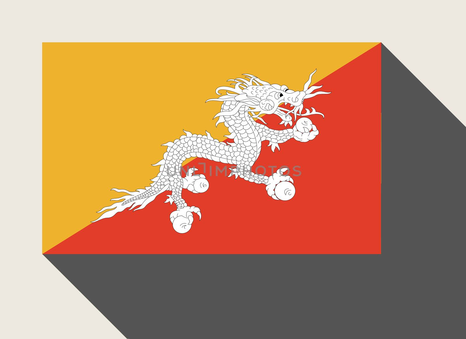 Bhutan flag in flat web design style.