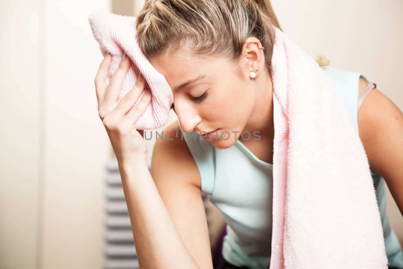 Woman resting after to yoga class