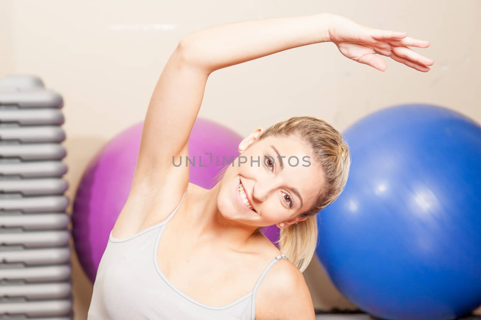 Happy woman stretching by ifilms