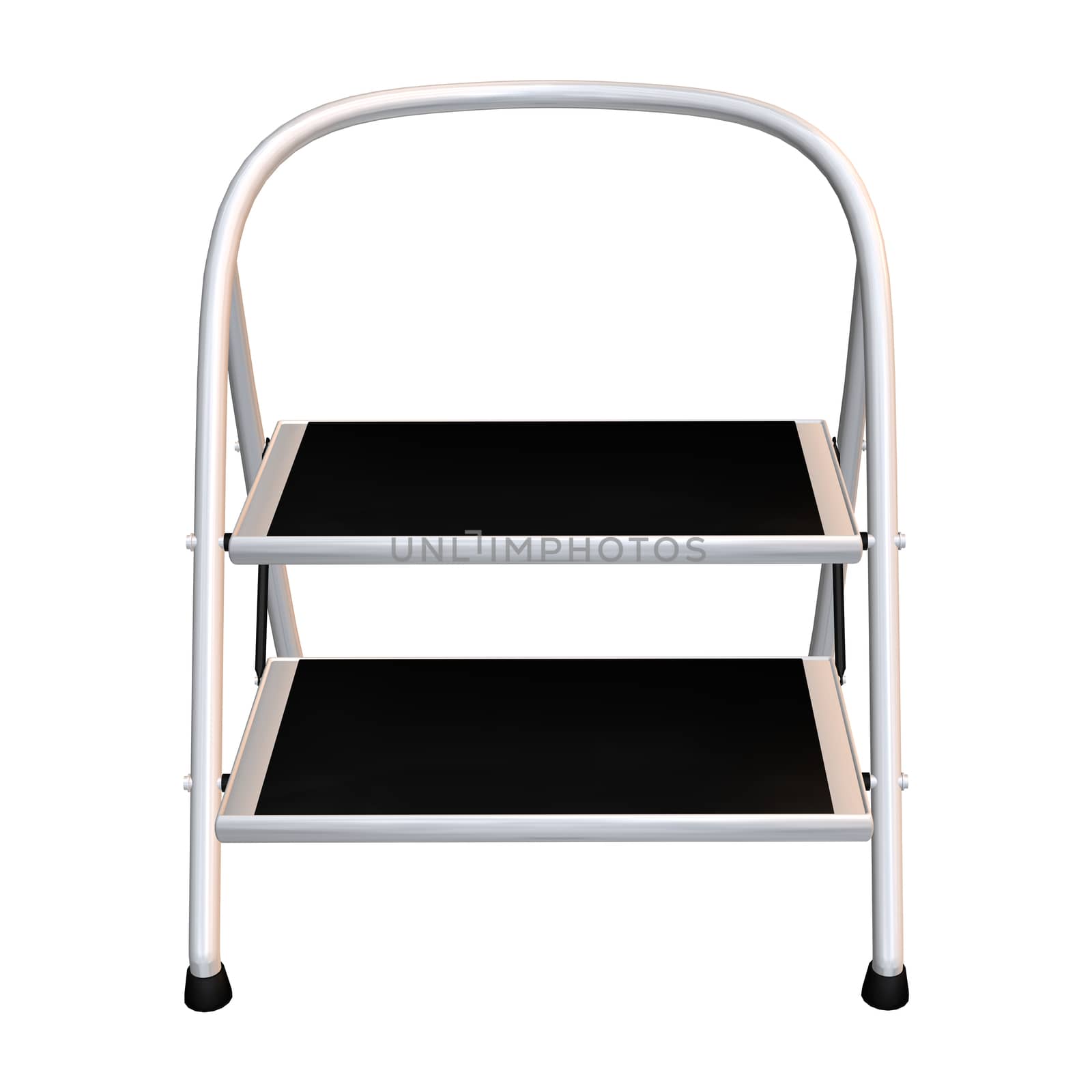 3D digital render of a step ladder isolated on white background