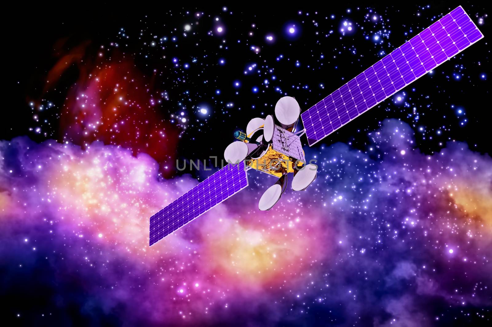 artificial satellite against nebula's background by merzavka