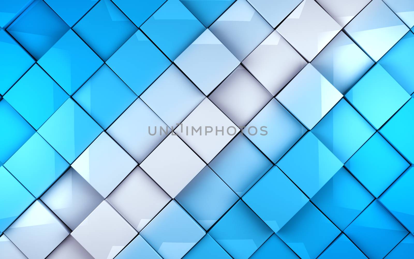 Abstract cubes background in blue toned. Wall tiles surface