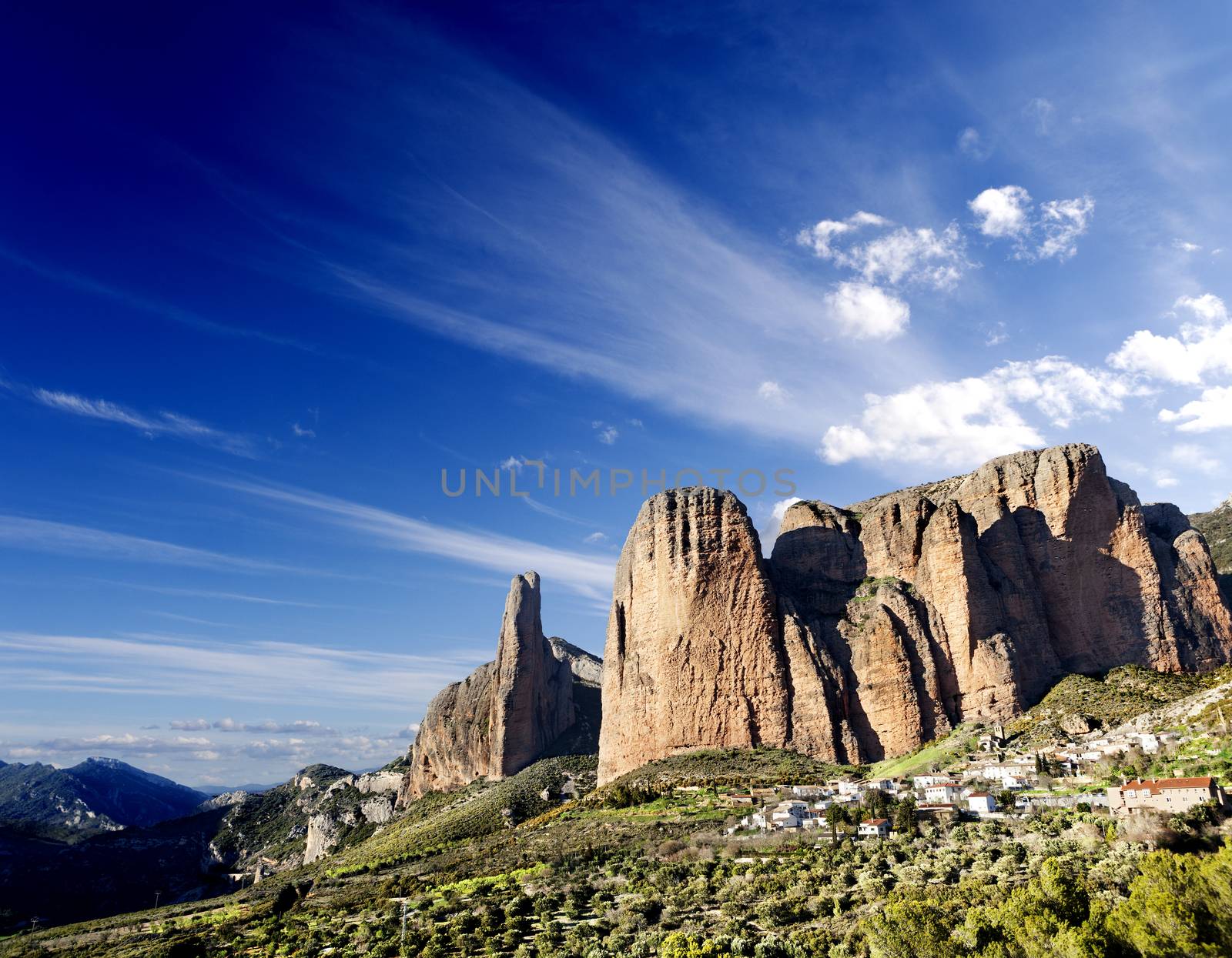 idyllic landscape,canyon and mountains dreamscape at Spain,Riglos.