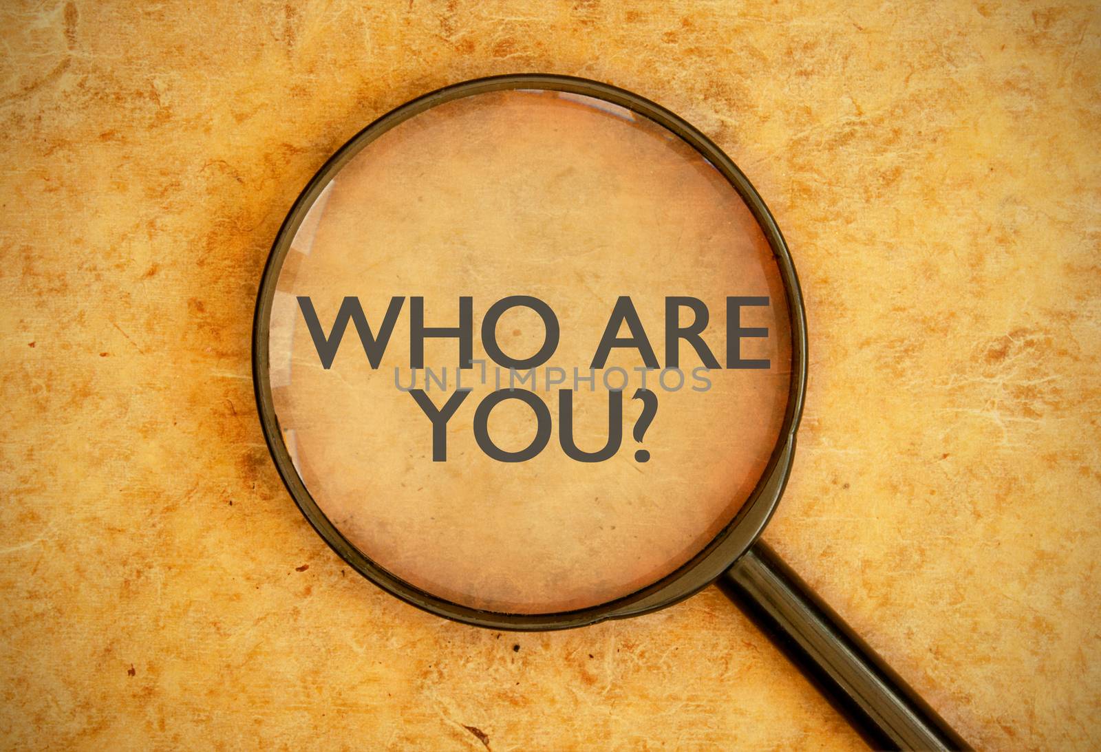 Magnifying glass focused on the question who are you