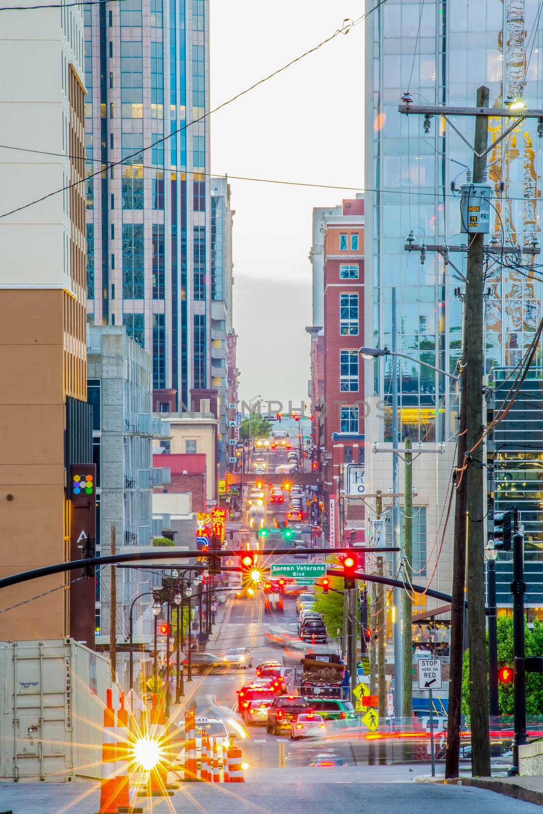 Nashville Tenessee streets in the evening