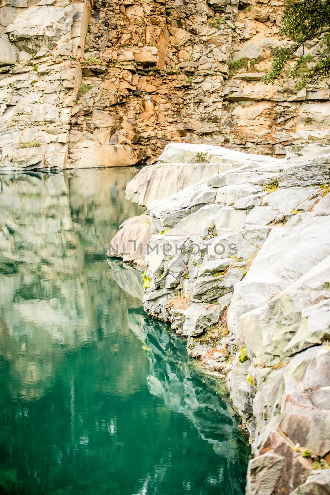 stone and  reflections at a quarry