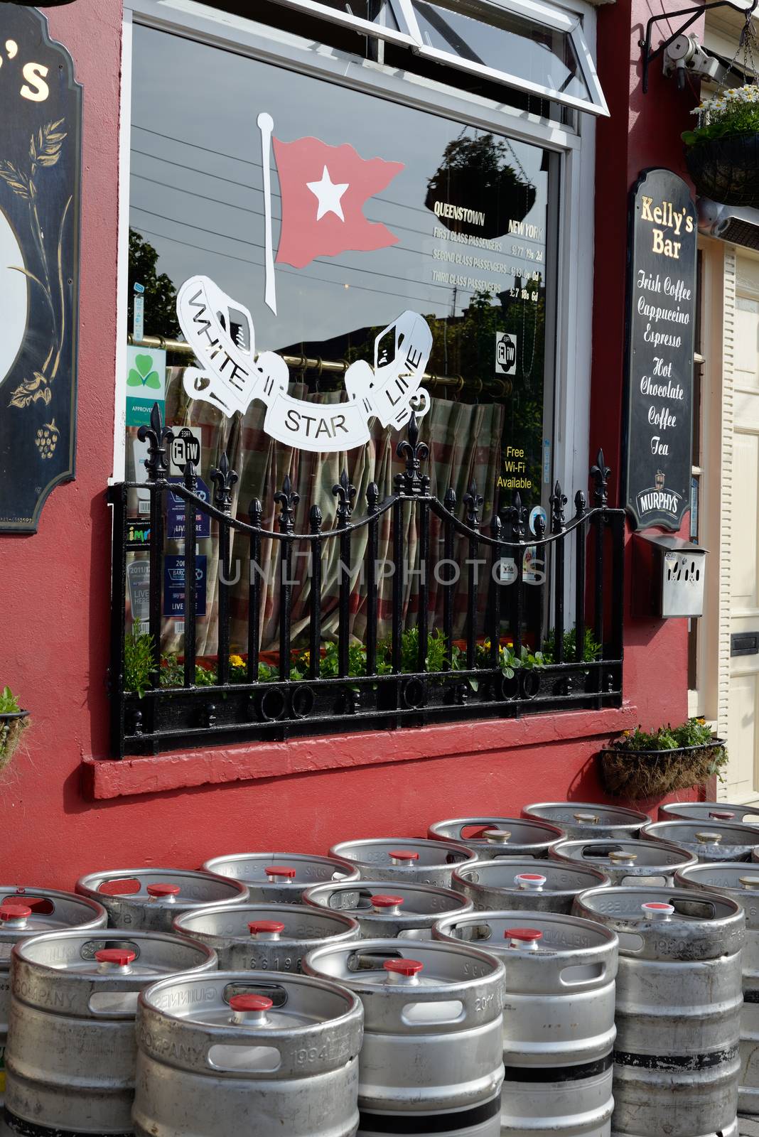 barrels in front of kellys bar in cobh county cork ireland