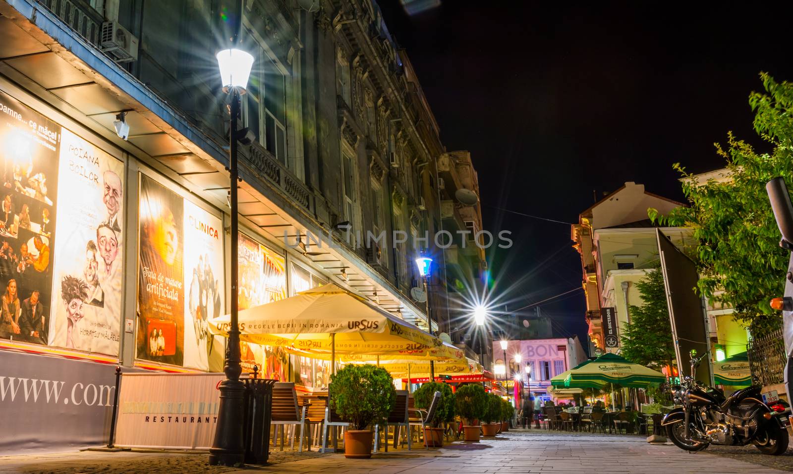 Bucharest night scene. Comedy Theater.