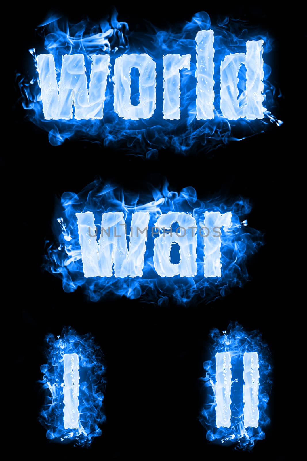 World war first and second ice text badges with smoke.