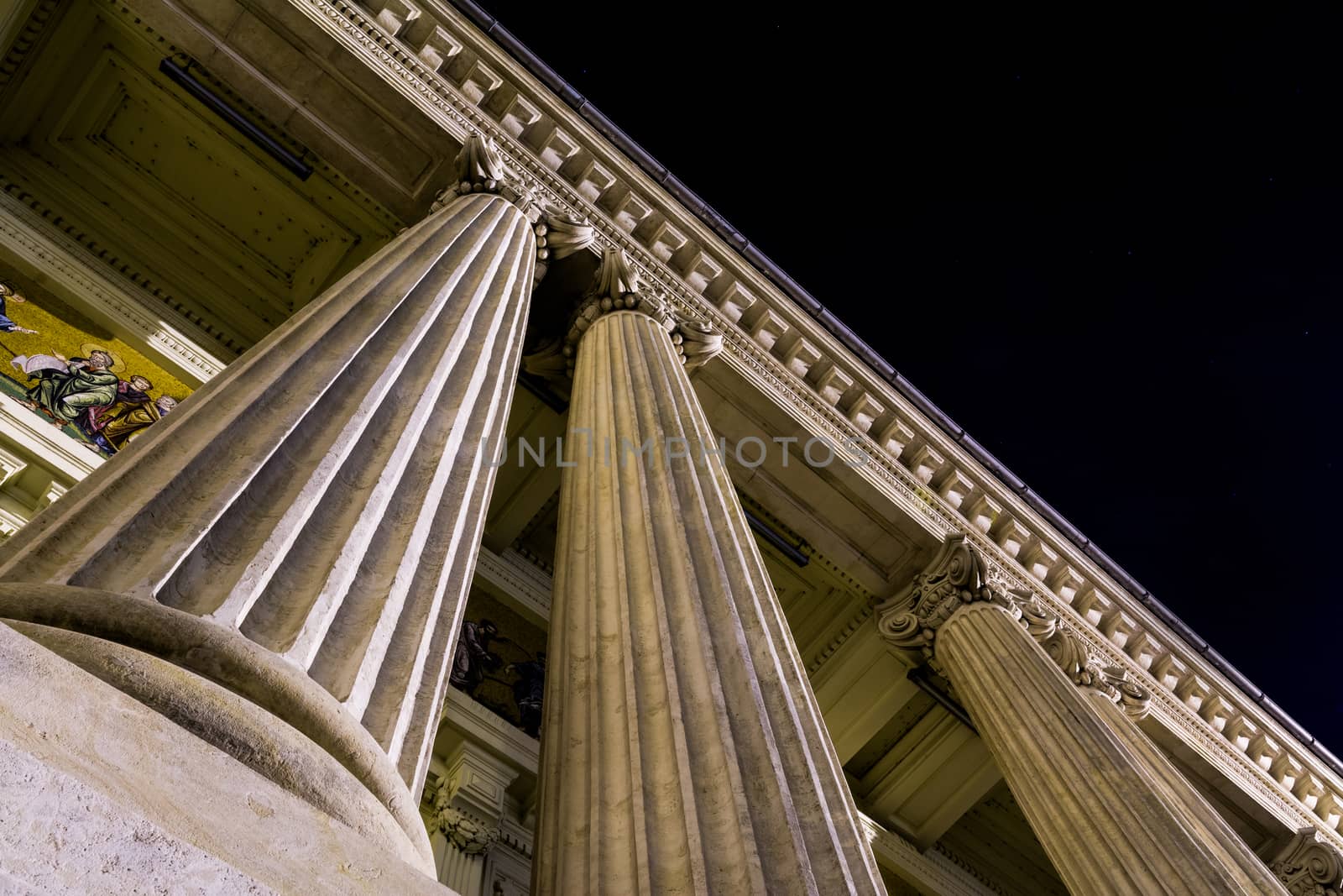 Columns, pillars of historic building.