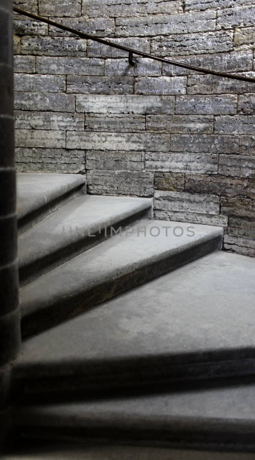 stone steps of the spiral staircase to the top