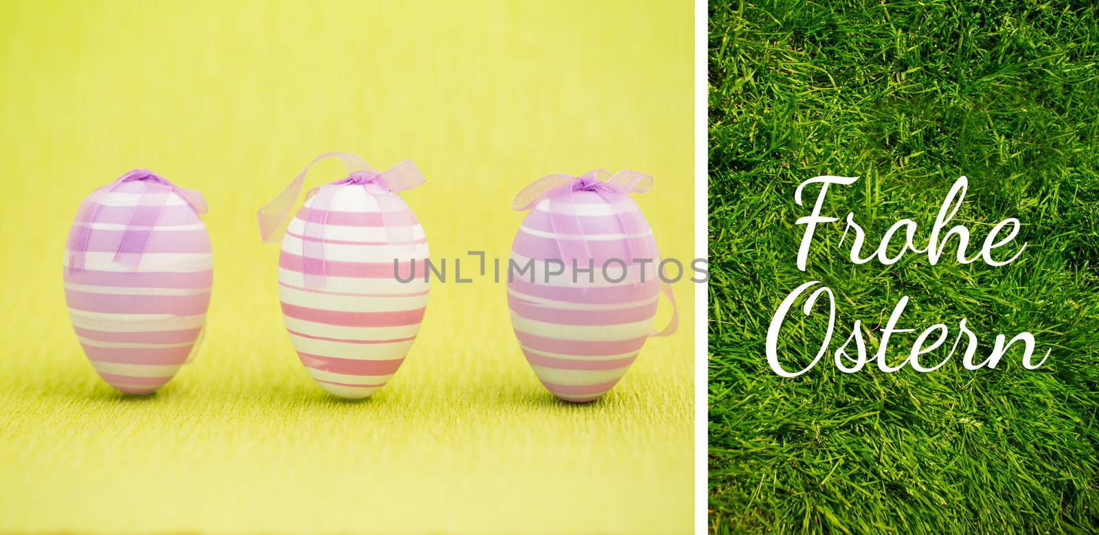 Frohe ostern against grass background