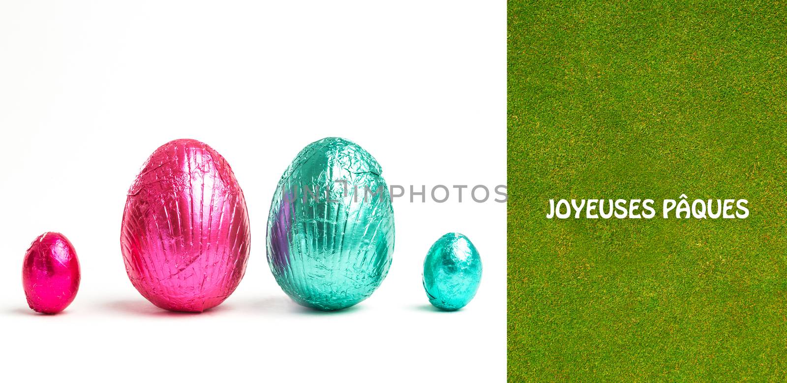 Joyeuses paques against green background