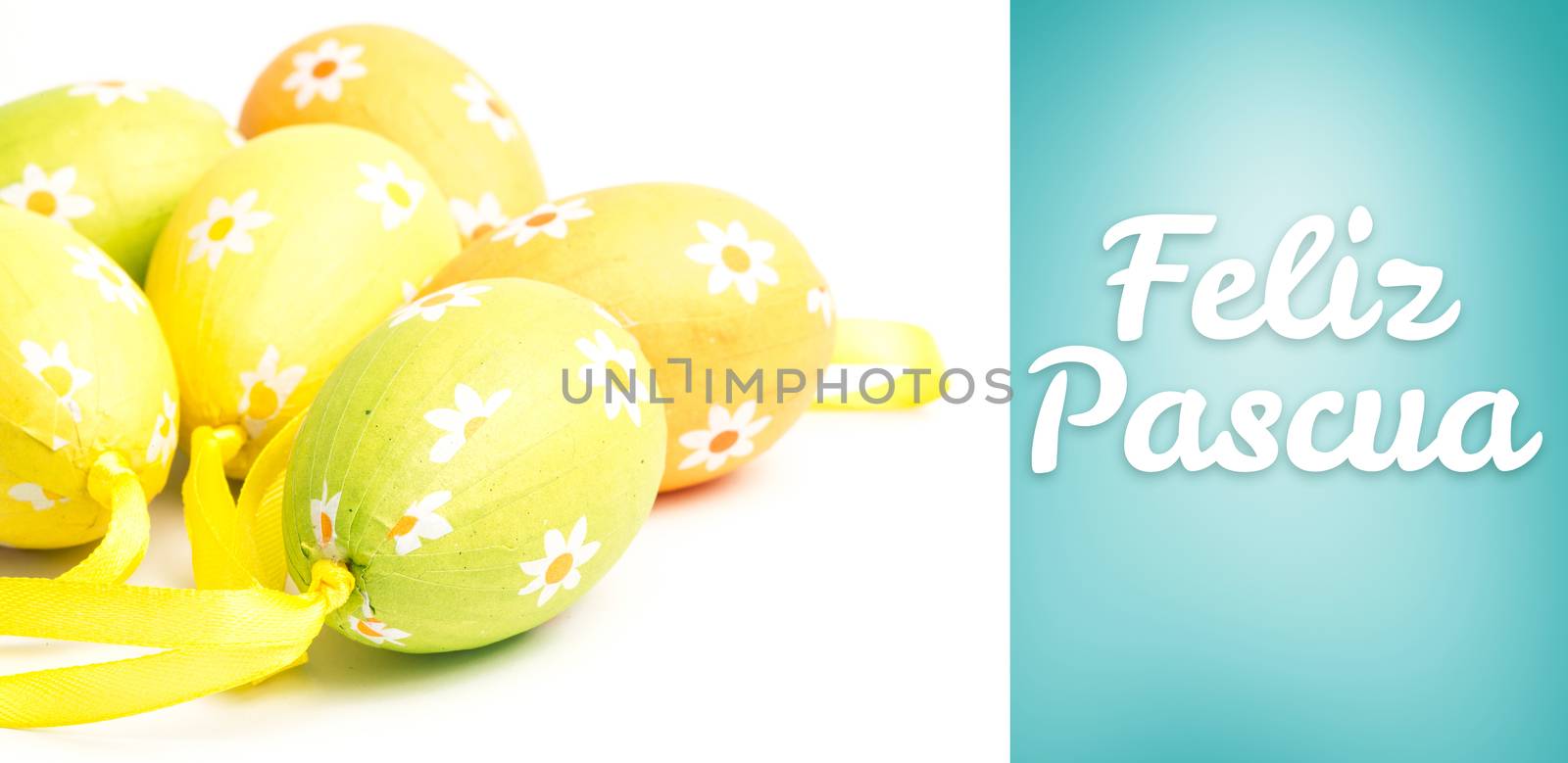 Feliz pascua against blue vignette background