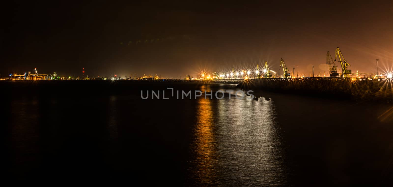 Constanta Harbour with night lights