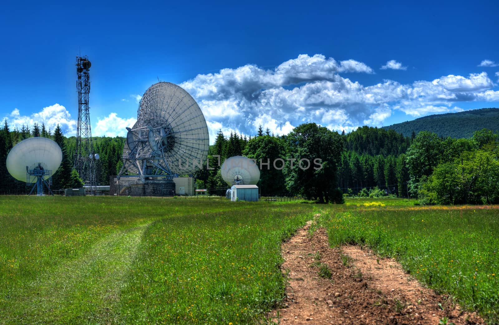 Telecommunication antennas in the mountains.