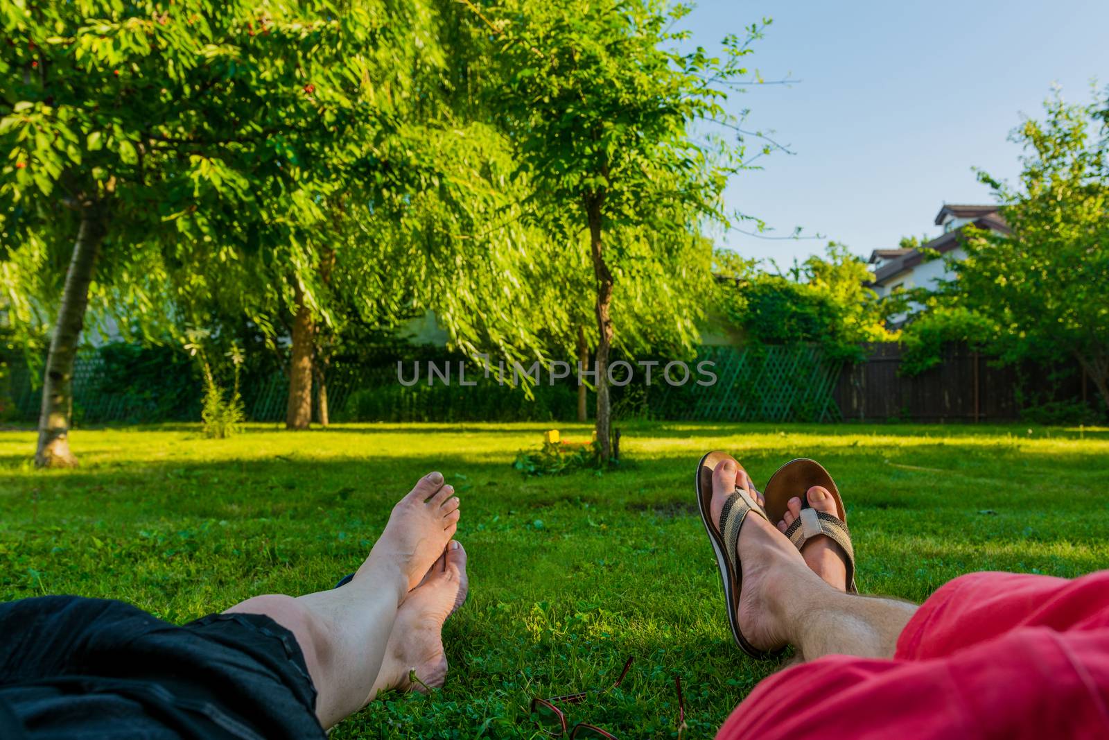 Relaxation concept. Lying on the grass.