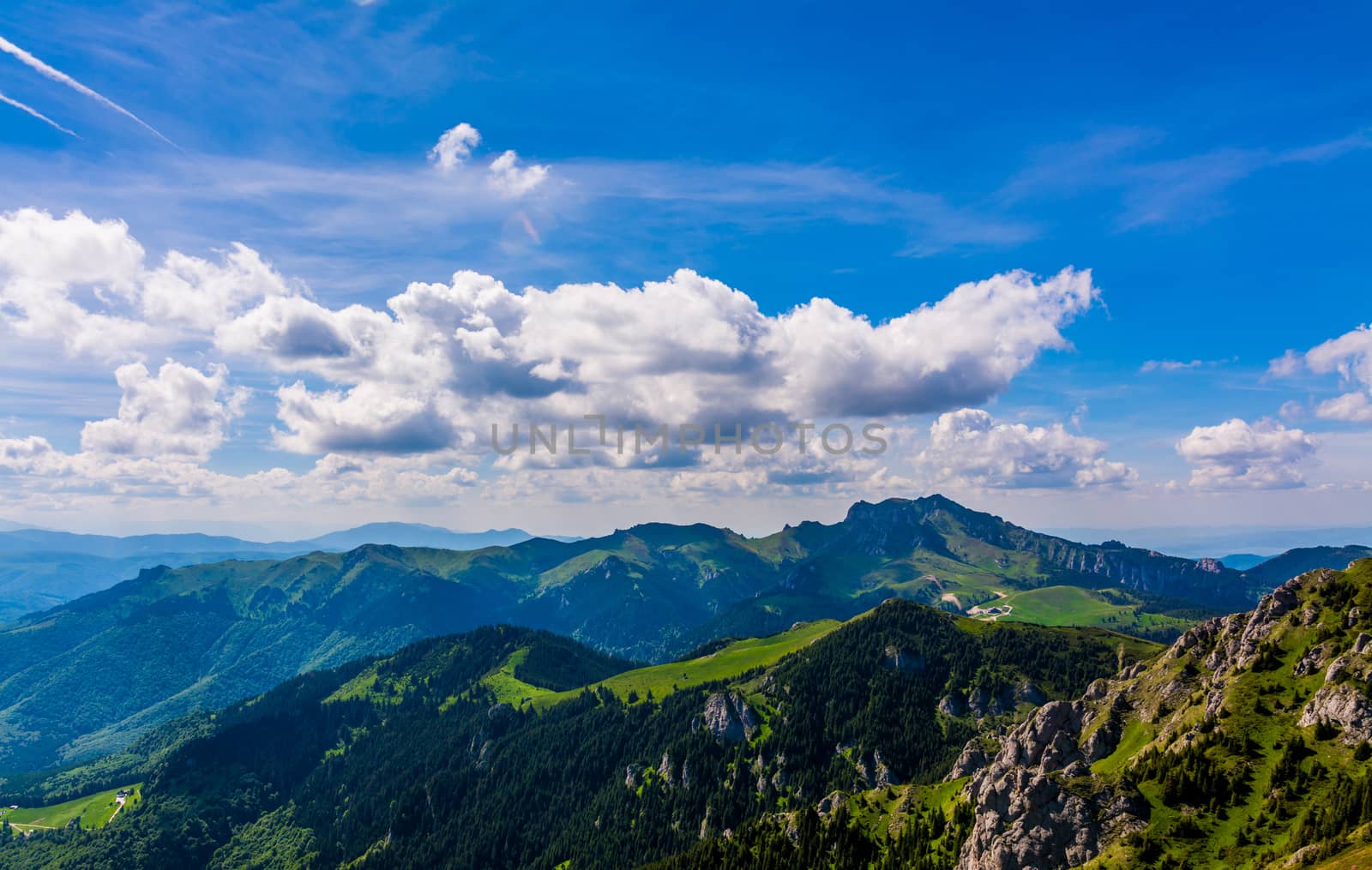 Landscape with Ciucas Mountains in Romanian Carpathians.