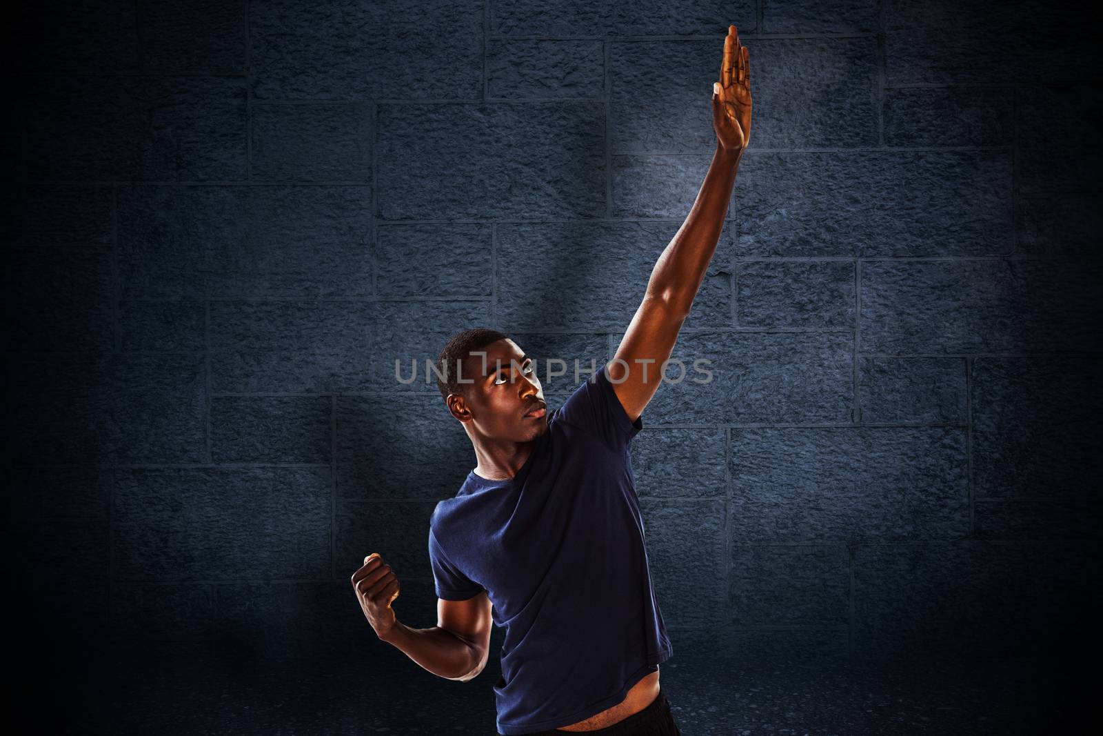Composite image of serious young man with hand gestures by Wavebreakmedia