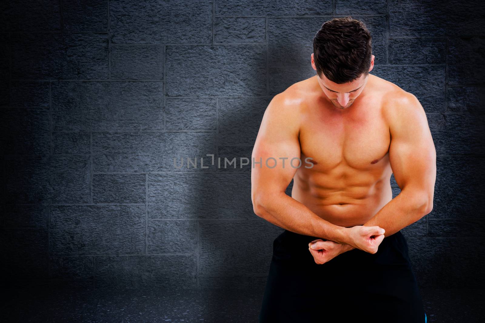 Composite image of bodybuilder posing by Wavebreakmedia