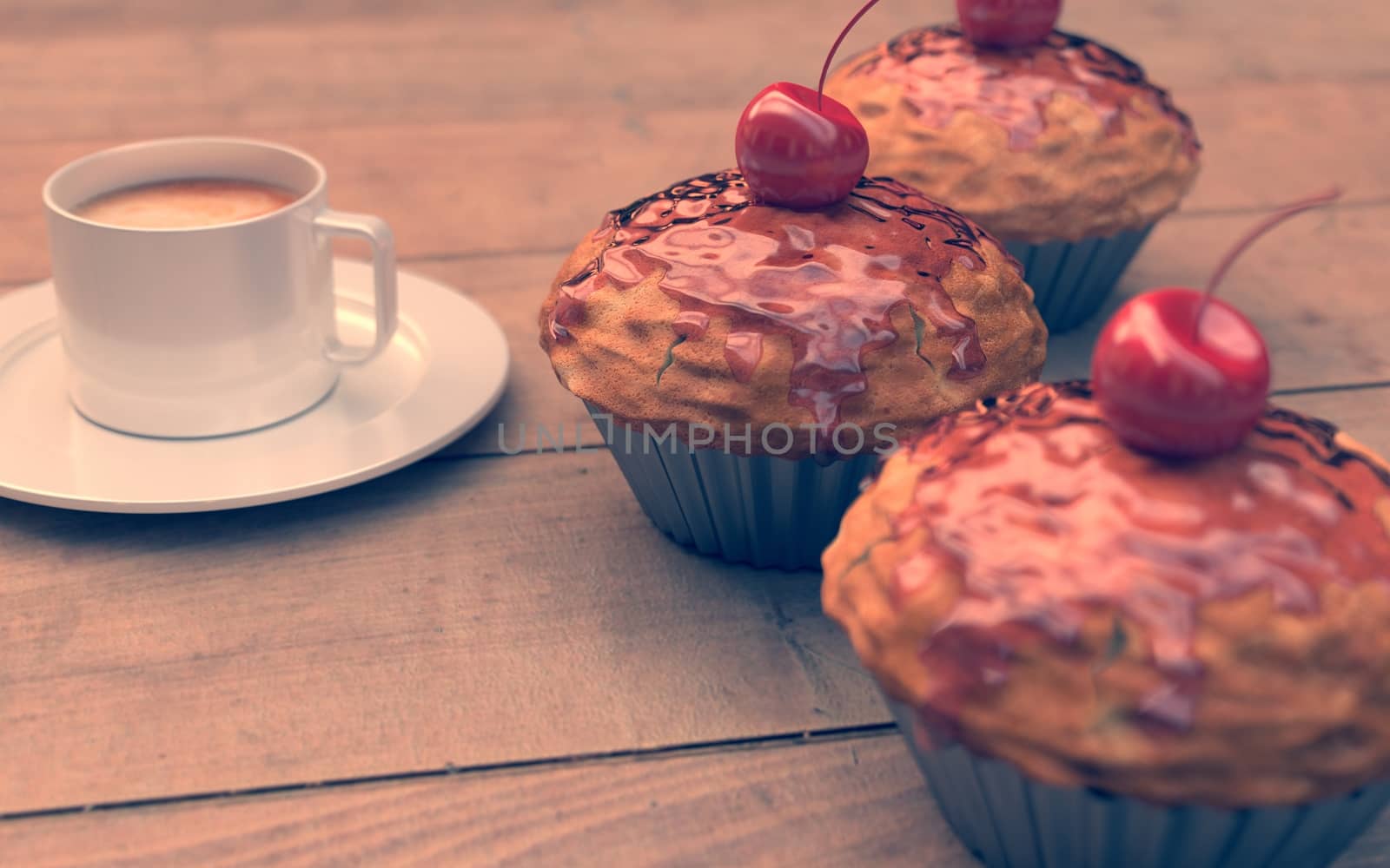Red Cherry cupcakes, muffins, vintage look by Barbraford